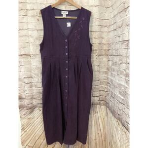 Mary McFadden Dress Womens Large Vintage Deep Purple Full Length Pockets 90s